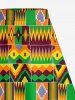 Plus Size Ethnic Pattern Print Split Skirt -  