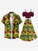 Plus Size Ethnic Pattern Print Split Skirt -  