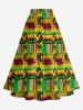 Plus Size Ethnic Pattern Print Split Skirt -  