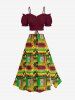 Plus Size Ethnic Pattern Print Split Skirt -  