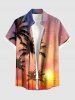 Tenue de plage hawaïenne assortie pour couples, imprimé coucher de soleil ombré avec cocotiers, grandes tailles - Orange 