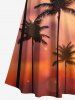Tenue de plage hawaïenne assortie pour couples, imprimé coucher de soleil ombré avec cocotiers, grandes tailles - Orange 