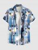 Flower Ink Painting Plaid Colorblock Print Plus Size Matching Hawaii Beach Outfit For Couples -  