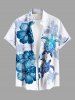 Tenue de plage hawaïenne assortie grande taille pour couples, imprimée de fleurs, tortues et oiseaux. - Blanc 
