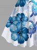 Tenue de plage hawaïenne assortie grande taille pour couples, imprimée de fleurs, tortues et oiseaux. - Blanc 