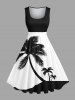 Coconut Tree Two Tone Print Plus Size Matching Hawaii Beach Outfit For Couples -  