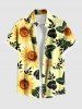 Sunflower Leaf Branch Print Plus Size Matching Hawaii Beach Outfit For Couples -  