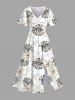 Tropical Leaf Flowers Print Plus Size Matching Hawaii Beach Outfit For Couples -  