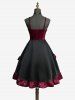 Gothic  Lace Up Cinched Ruffles Layered A Line Dress -  