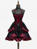 Gothic  Lace Up Cinched Ruffles Layered A Line Dress -  