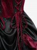 Gothic  Lace Up Cinched Ruffles Layered A Line Dress -  