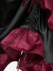 Gothic  Lace Up Cinched Ruffles Layered A Line Dress -  