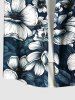 Plus Size Flowers Leaf Tropical Print Buttons Pocket Hawaii Shirt For Men -  