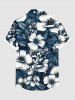 Plus Size Flowers Leaf Tropical Print Buttons Pocket Hawaii Shirt For Men -  