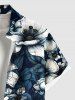 Plus Size Flowers Leaf Tropical Print Buttons Pocket Hawaii Shirt For Men -  