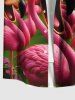 Plus Size Flamingo Coconut Tree Tropical Print Buttons Pocket Hawaii Shirt For Men -  