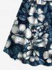 Plus Size Flowers Leaf Tropical Print Cinched Hawaii Dress -  