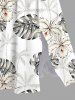 Robe midi hawaïenne fendue à imprimé de fleurs tropicales et de feuilles tropicales grande taille - Blanc 6X