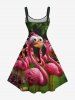 Plus Size Flamingo Coconut Tree Tropical Print Hawaii Tank Dress -  