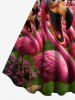 Robe débardeur hawaïenne à imprimé tropical flamants roses et cocotiers, grande taille - Rose clair 2X