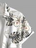 Plus Size Tropical Leaf Flowers Print Buttons Pocket Hawaii Shirt For Men -  