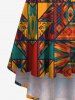 Plus Size Ethnic Pattern Scarf Print High Low Hawaii Cami Dress -  