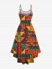Plus Size Ethnic Pattern Scarf Print High Low Hawaii Cami Dress -  