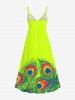Robe hawaïenne cache-cœur à imprimé plumes de paon grande taille - Vert M