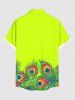 Plus Size Peacock Feather Print Buttons Pocket Hawaii Shirt For Men -  
