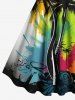 Plus Size Coconut Tree Paint Splatter Graffiti Print Hawaii Tank Dress -  