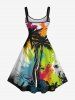 Plus Size Coconut Tree Paint Splatter Graffiti Print Hawaii Tank Dress -  