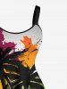 Plus Size Coconut Tree Paint Splatter Graffiti Print Hawaii Tank Dress -  