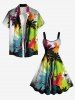 Plus Size Coconut Tree Paint Splatter Graffiti Print Hawaii Tank Dress -  