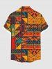 Plus Size Ethnic Pattern Scarf Print Buttons Pocket Hawaii Shirt For Men -  