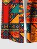 Plus Size Ethnic Pattern Scarf Print Buttons Pocket Hawaii Shirt For Men -  
