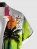 Plus Size Coconut Tree Paint Splatter Graffiti Print Buttons Pocket Hawaii Shirt For Men -  
