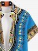 Plus Size Ethnic Pattern Print Buttons Pocket Hawaii Shirt For Men -  