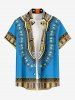 Plus Size Ethnic Pattern Print Buttons Pocket Hawaii Shirt For Men -  
