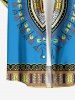 Plus Size Ethnic Pattern Print Buttons Pocket Hawaii Shirt For Men -  
