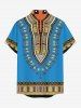 Plus Size Ethnic Pattern Print Buttons Pocket Hawaii Shirt For Men -  