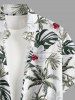 Chemise hawaïenne grande taille pour homme, à imprimé floral tropical, feuilles et cocotiers, boutons et poche. - Blanc 2XL