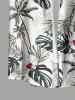Chemise hawaïenne grande taille pour homme, à imprimé floral tropical, feuilles et cocotiers, boutons et poche. - Blanc 2XL