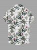 Plus Size Coconut Tree Tropical Flower Leaf Print Buttons Pocket Hawaii Shirt For Men -  