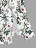 Robe mi-longue fendue hawaïenne à imprimé de feuilles et de fleurs tropicales avec cocotiers, grandes tailles - Blanc S