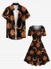 Plus Size Sun Moon Star Face Print A Line Dress -  