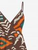 Robe débardeur trapèze à imprimé géométrique ethnique grande taille, style hawaïen, cache-cœur. - Brun M
