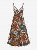 Robe débardeur trapèze à imprimé géométrique ethnique grande taille, style hawaïen, cache-cœur. - Brun M