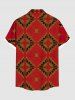 Plus Size Ethnic Graphic Print Hawaii Button Pocket Shirt For Men -  