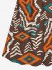 Robe débardeur trapèze à imprimé géométrique ethnique grande taille, style hawaïen, cache-cœur. - Brun 4X