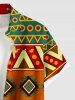 Plus Size Ethnic Geometric Graphic Print Hawaii Button Pocket Shirt For Men -  
